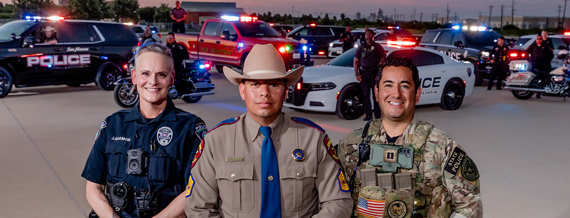 Staged photoshoot for promotional images of the Austin Community College (ACC) Criminal Justice program, on Monday, August 19, 2024, at the Public Safety Training Center on the Hays Campus.