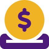 Icon of a money symbol in a tray